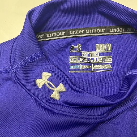 Under Armour Women’s Purple Fitted ColdGear Mock Neck Fit and Flare Pullover-Med - Picture 11 of 14